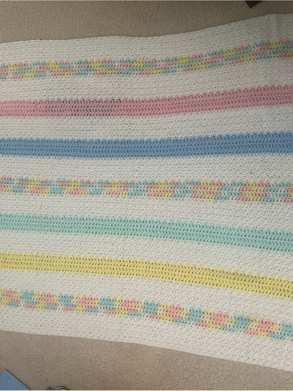 Crochet Baby Blanket - Pastel Stripe